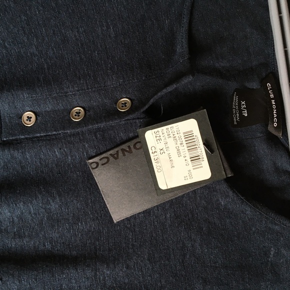 BNWT Club Monaco linen navy Elizabeth draw-string summer dress XS swimsuit cover - Picture 3 of 6